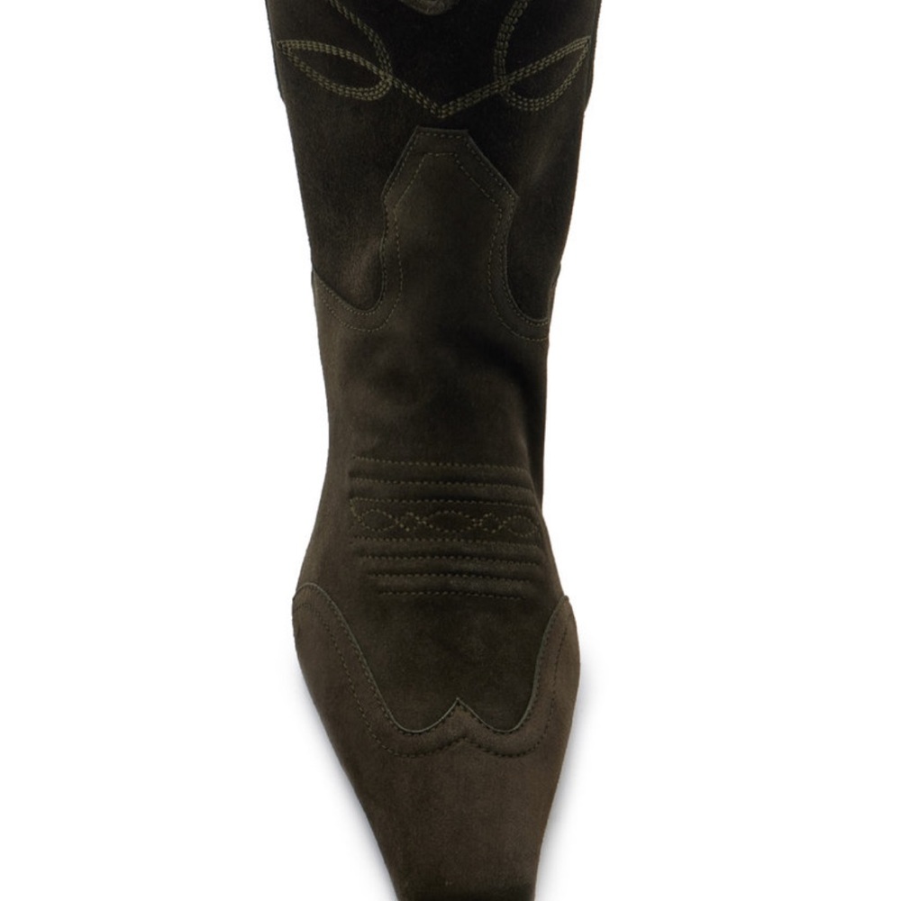Khaite Dallas Western Boots Dark Olive - Picture 2 of 9